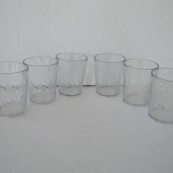 NEW DINEX DX4GC607 CLEAR PLASTIC 6 OZ SWIRL TUMBLER SET OF 6 - Picture 1 of 4